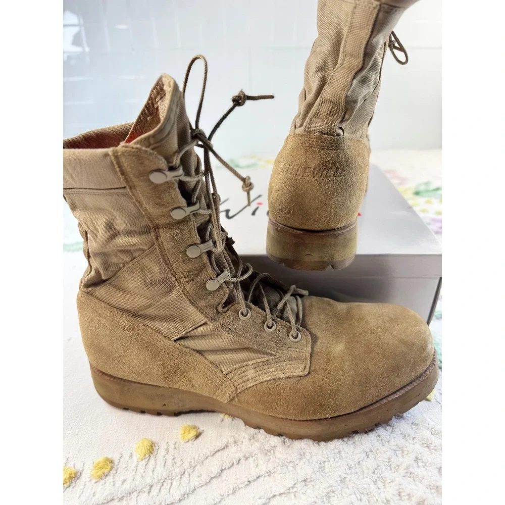 Belleville 220 DES ST Mens 12 R Tan Suede Steel Toe Combat Military Boots Vibram
